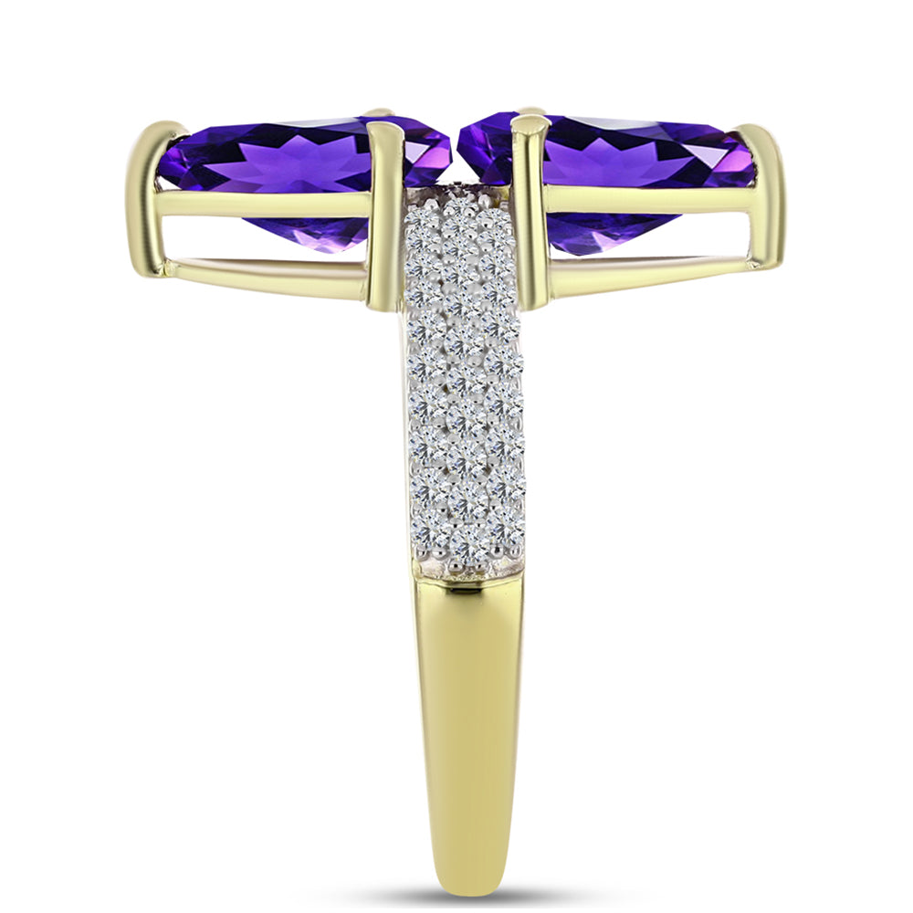 Goldplattierter Silberring mit marokkanischem Amethyst und weißem Topas 4 