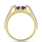 Goldplattierter Silberring mit marokkanischem Amethyst und weißem Topas