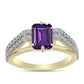 Goldplattierter Silberring mit marokkanischem Amethyst und weißem Topas