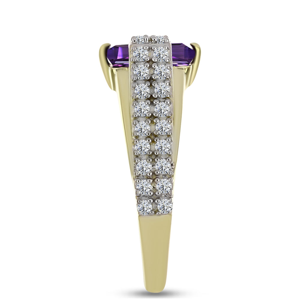 Goldplattierter Silberring mit marokkanischem Amethyst und weißem Topas 4 