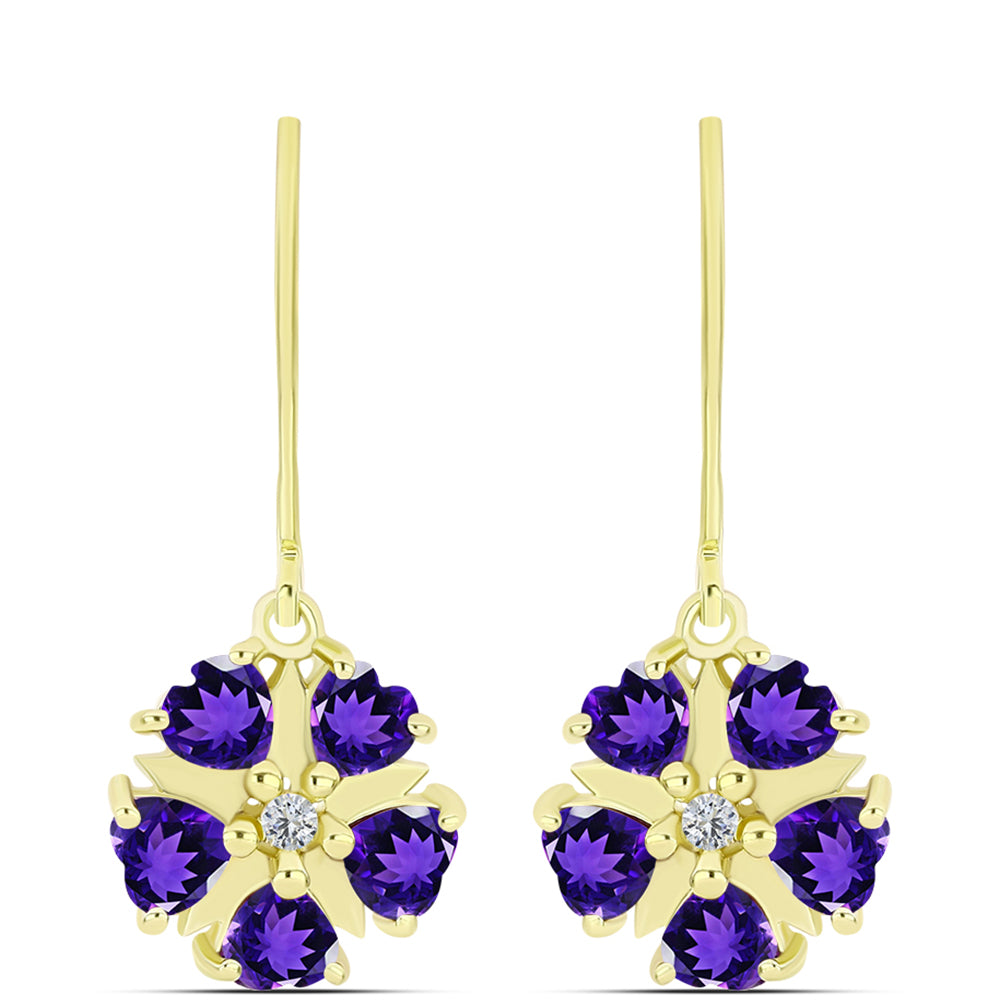 Goldplattierte Silberohrringe mit marokkanischem Amethyst und weißem Topas 1 