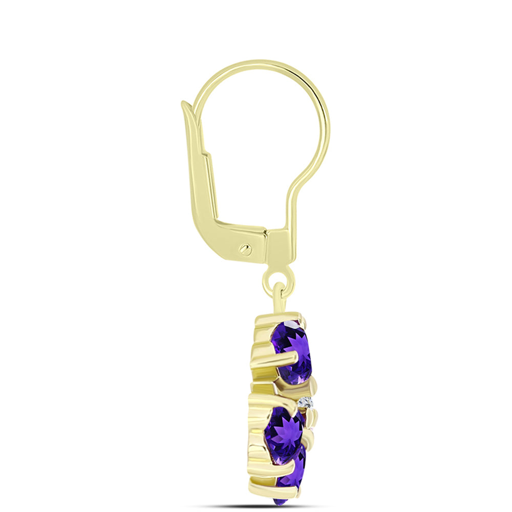 Goldplattierte Silberohrringe mit marokkanischem Amethyst und weißem Topas 2 