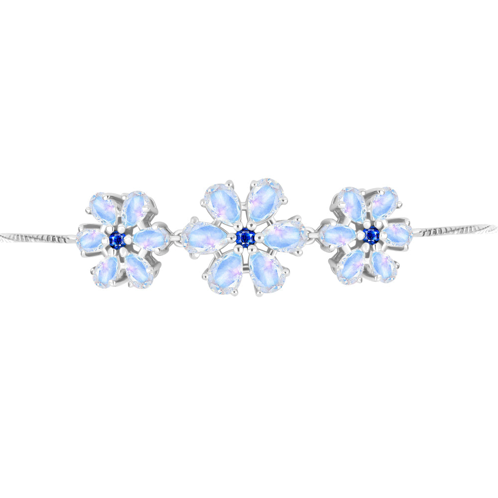 Silberarmband mit australischem blauem Saphir und Regenbogenmondstein