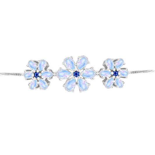 Silberarmband mit australischem blauem Saphir und Regenbogenmondstein