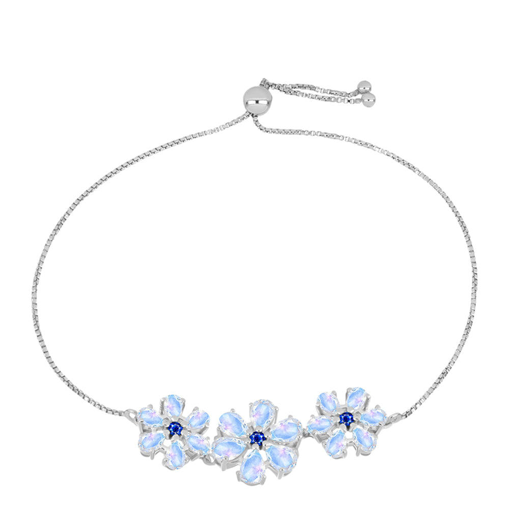 Silberarmband mit australischem blauem Saphir und Regenbogenmondstein 1 