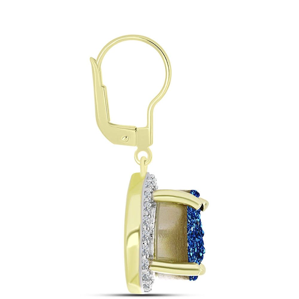 Goldplattierte Silberohrringe mit blauer Druse und weißem Topas 2 