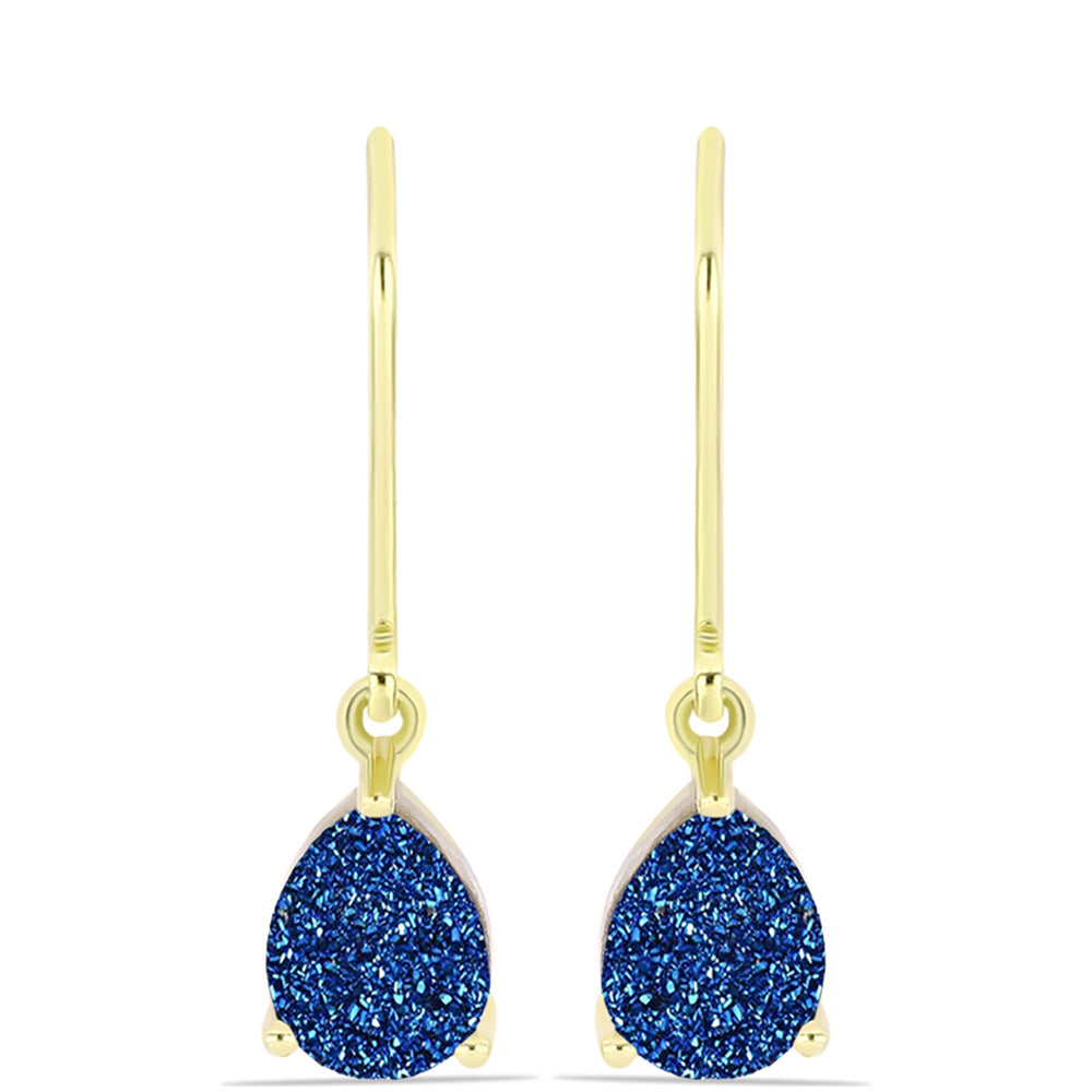Goldplattierte Silberohrringe mit blauer Druse