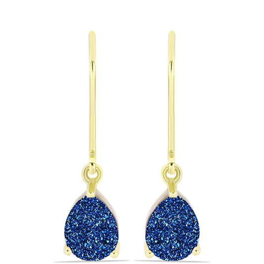 Goldplattierte Silberohrringe mit blauer Druse