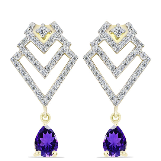Goldplattierte Silberohrringe mit marokkanischem Amethyst und weißem Topas