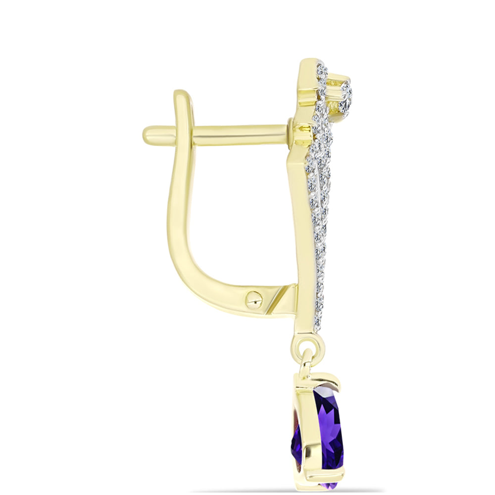 Goldplattierte Silberohrringe mit marokkanischem Amethyst und weißem Topas 2 