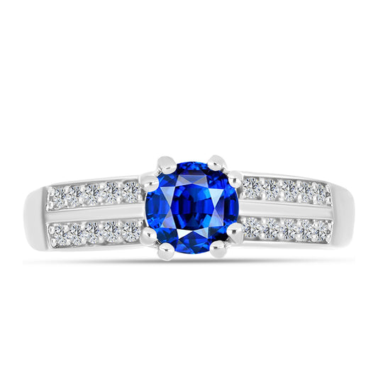 Silberring mit australischem blauem Saphir und weißem Topas