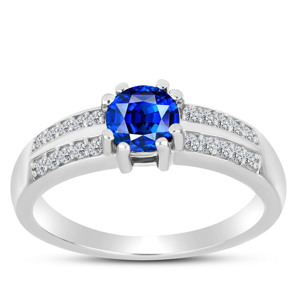 Silberring mit australischem blauem Saphir und weißem Topas 3 