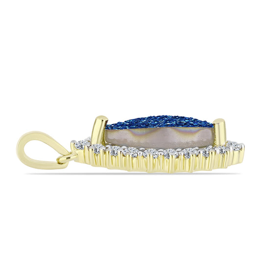 Goldplattierter Silberanhänger mit blauer Druse und weißem Topas