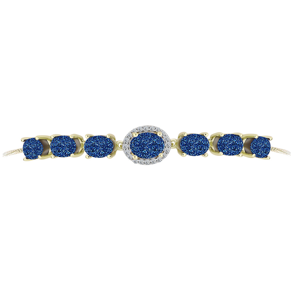 Goldplattiertes Silberarmband mit blauer Druse und weißem Topas 2 