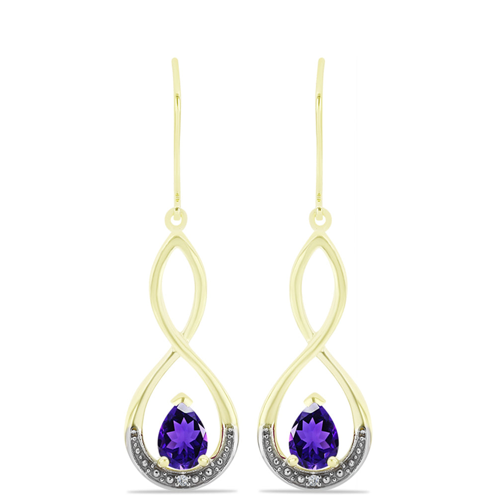 Goldplattierte Silberohrringe mit marokkanischem Amethyst und weißem Topas