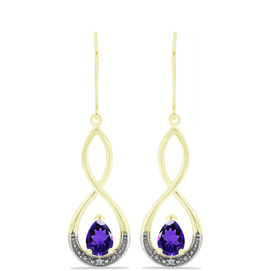 Goldplattierte Silberohrringe mit marokkanischem Amethyst und weißem Topas