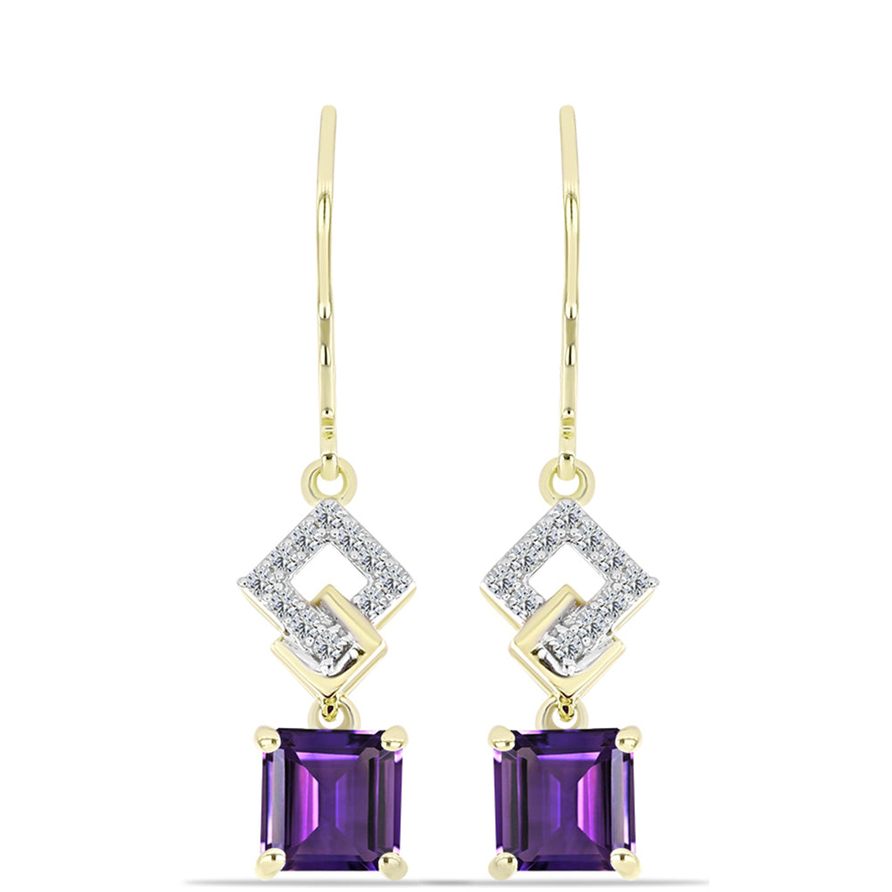 Goldplattierte Silberohrringe mit marokkanischem Amethyst und weißem Topas 1 