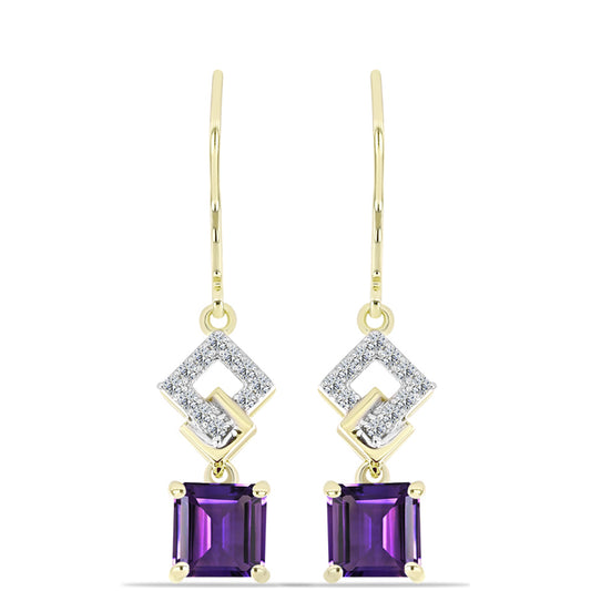 Goldplattierte Silberohrringe mit marokkanischem Amethyst und weißem Topas