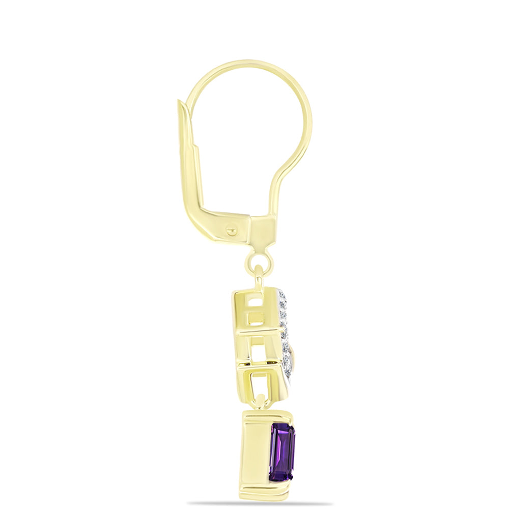 Goldplattierte Silberohrringe mit marokkanischem Amethyst und weißem Topas 2 