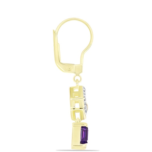 Goldplattierte Silberohrringe mit marokkanischem Amethyst und weißem Topas