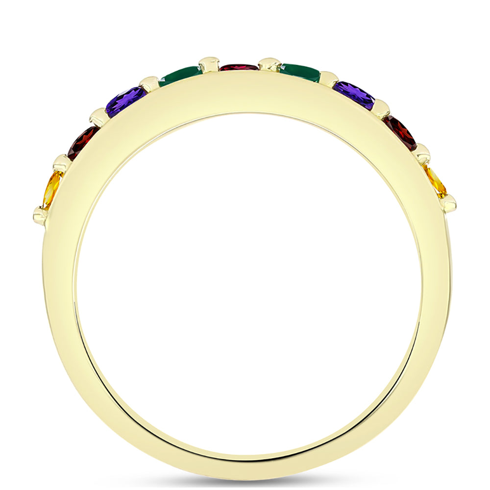 Goldplattierter Silberring mit marokkanischem Amethyst und Zitrin aus dem Ural 3 