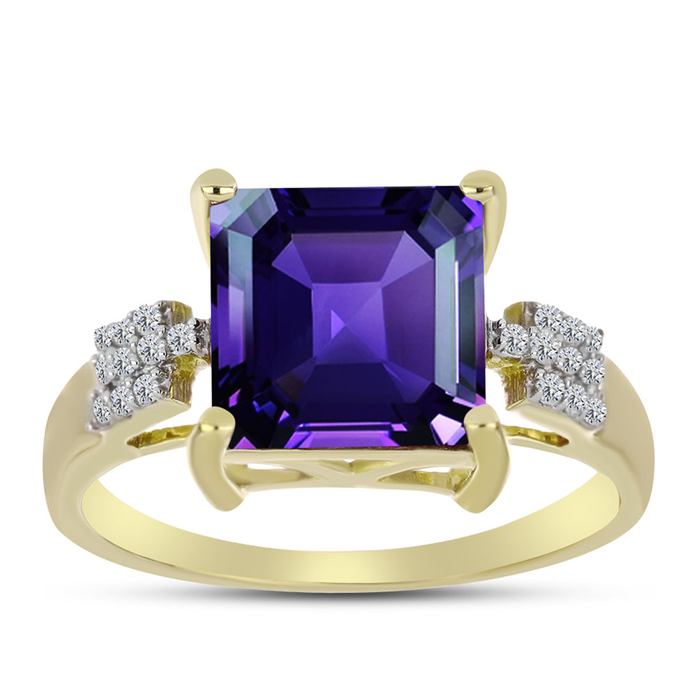 Goldplattierter Silberring mit marokkanischem Amethyst und weißem Topas 3 