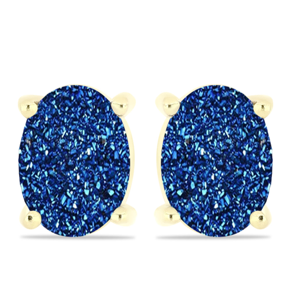 Goldplattierte Silberohrringe mit blauer Druse