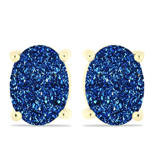 Goldplattierte Silberohrringe mit blauer Druse