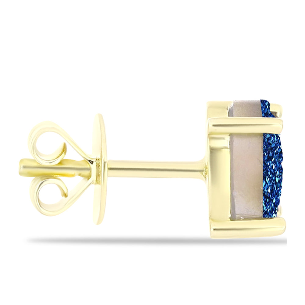 Goldplattierte Silberohrringe mit blauer Druse
