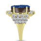 Goldplattierter Silberring mit blauer Druse und weißem Topas