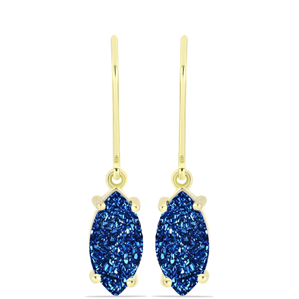 Goldplattierte Silberohrringe mit blauer Druse 1 