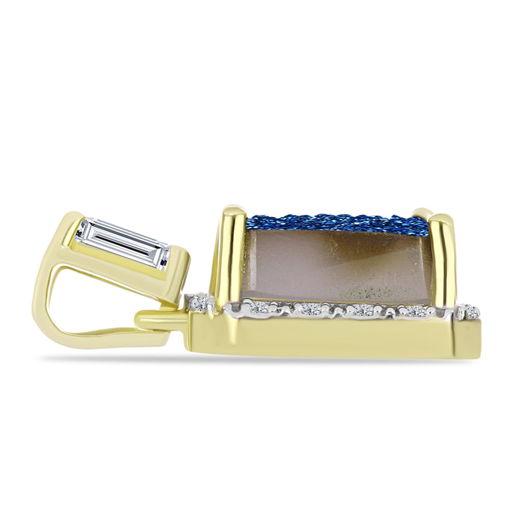 Goldplattierter Silberanhänger mit blauer Druse und weißem Topas 2 
