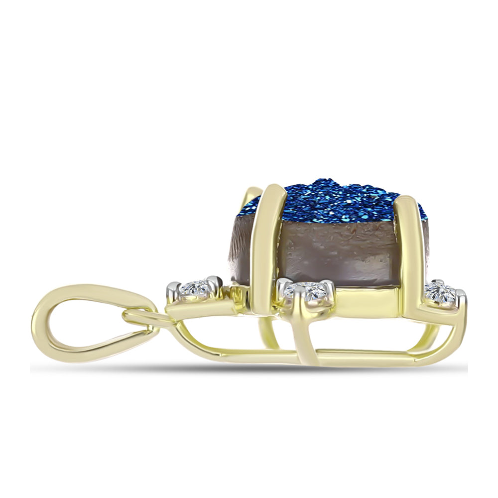 Goldplattierter Silberanhänger mit blauer Druse und weißem Topas 2 