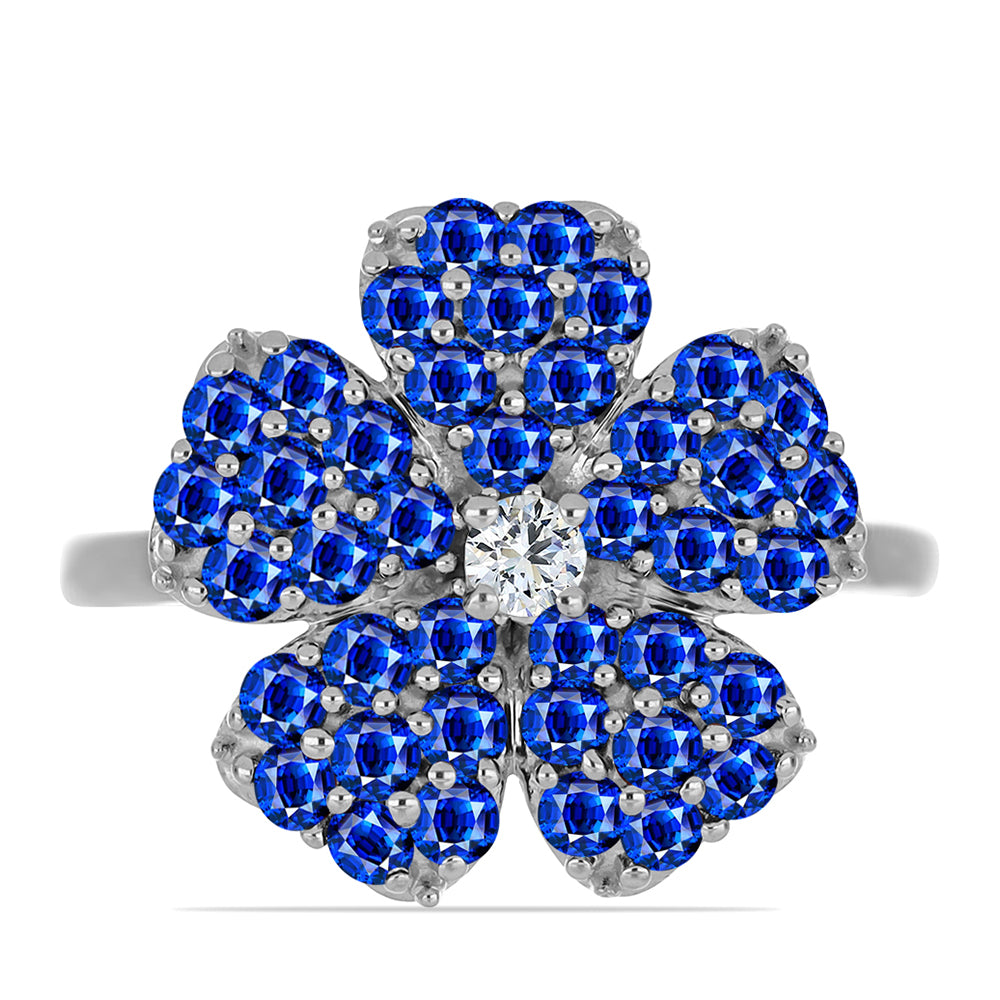 Silberring mit australischem blauem Saphir und weißem Topas 1 