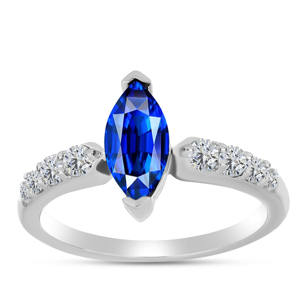 Silberring mit australischem blauem Saphir und weißem Topas 3 