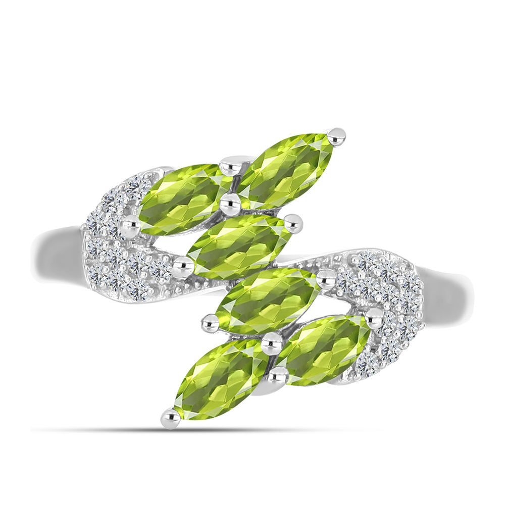 Silberring mit Peridot aus Changbai und weißem Topas 1 