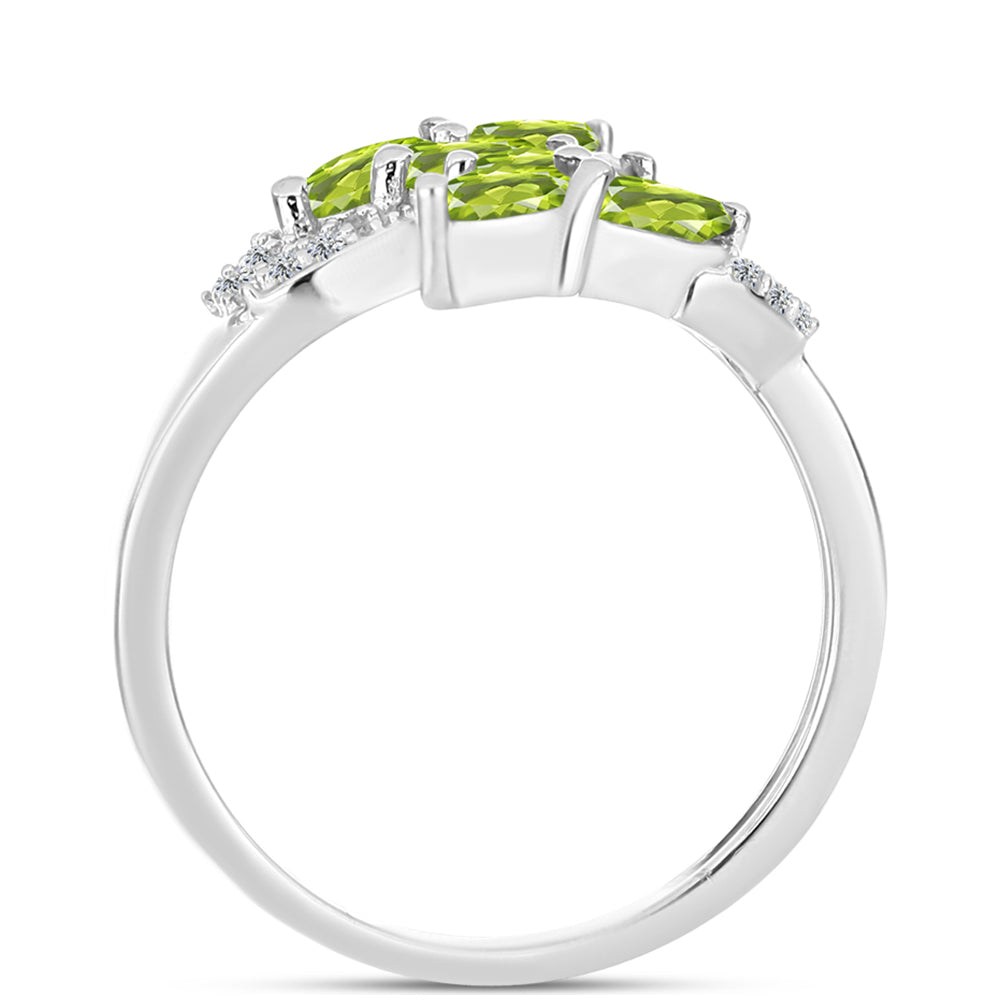 Silberring mit Peridot aus Changbai und weißem Topas