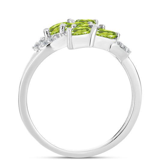 Silberring mit Peridot aus Changbai und weißem Topas