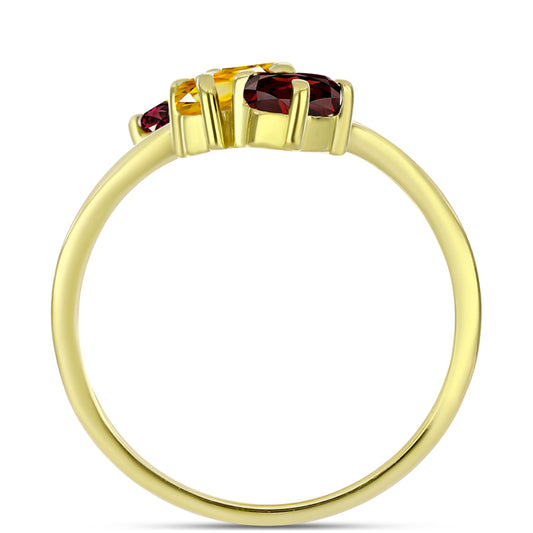 Goldplattierter Silberring mit marokkanischem Amethyst und Zitrin aus dem Ural