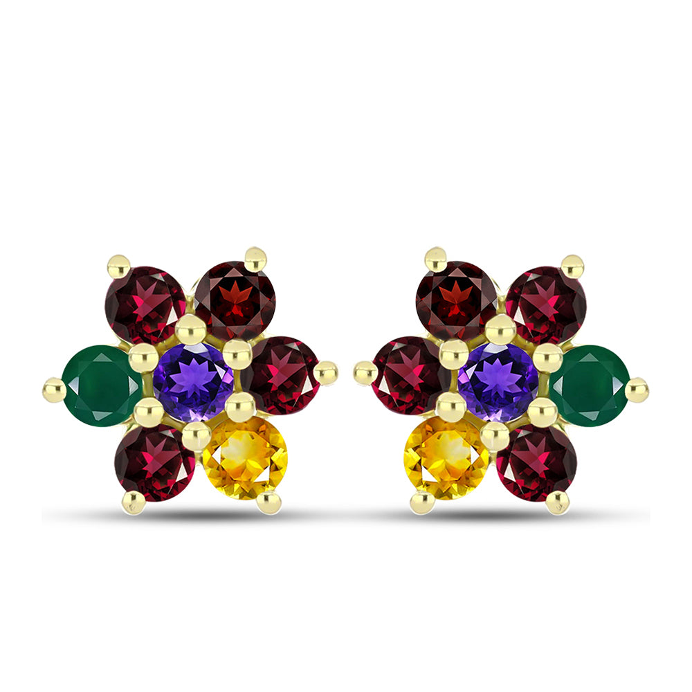 Goldplattierte Silberohrringe mit marokkanischem Amethyst und Zitrin aus dem Ural