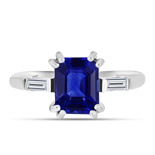 Silberring mit australischem blauem Saphir und weißem Topas