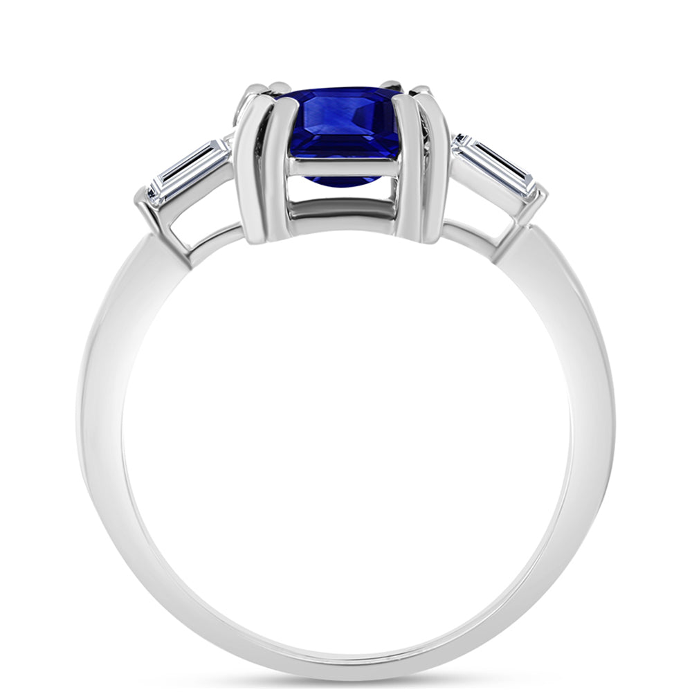 Silberring mit australischem blauem Saphir und weißem Topas