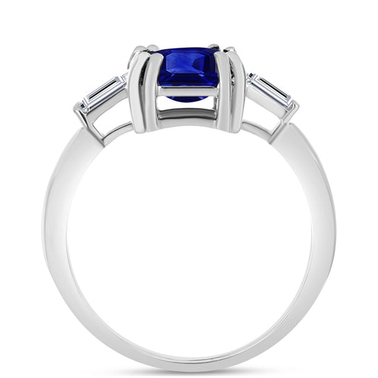 Silberring mit australischem blauem Saphir und weißem Topas