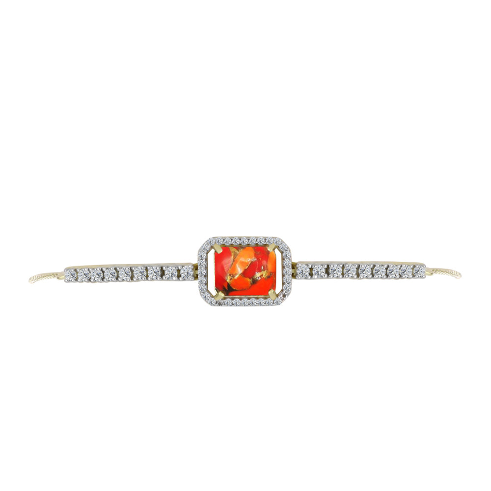 Goldplattiertes Silberarmband mit Mohave-Türkis und weißem Topas 2 