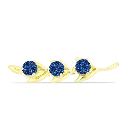 Goldplattierte Silberbrosche mit blauer Druse