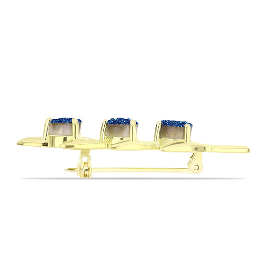 Goldplattierte Silberbrosche mit blauer Druse