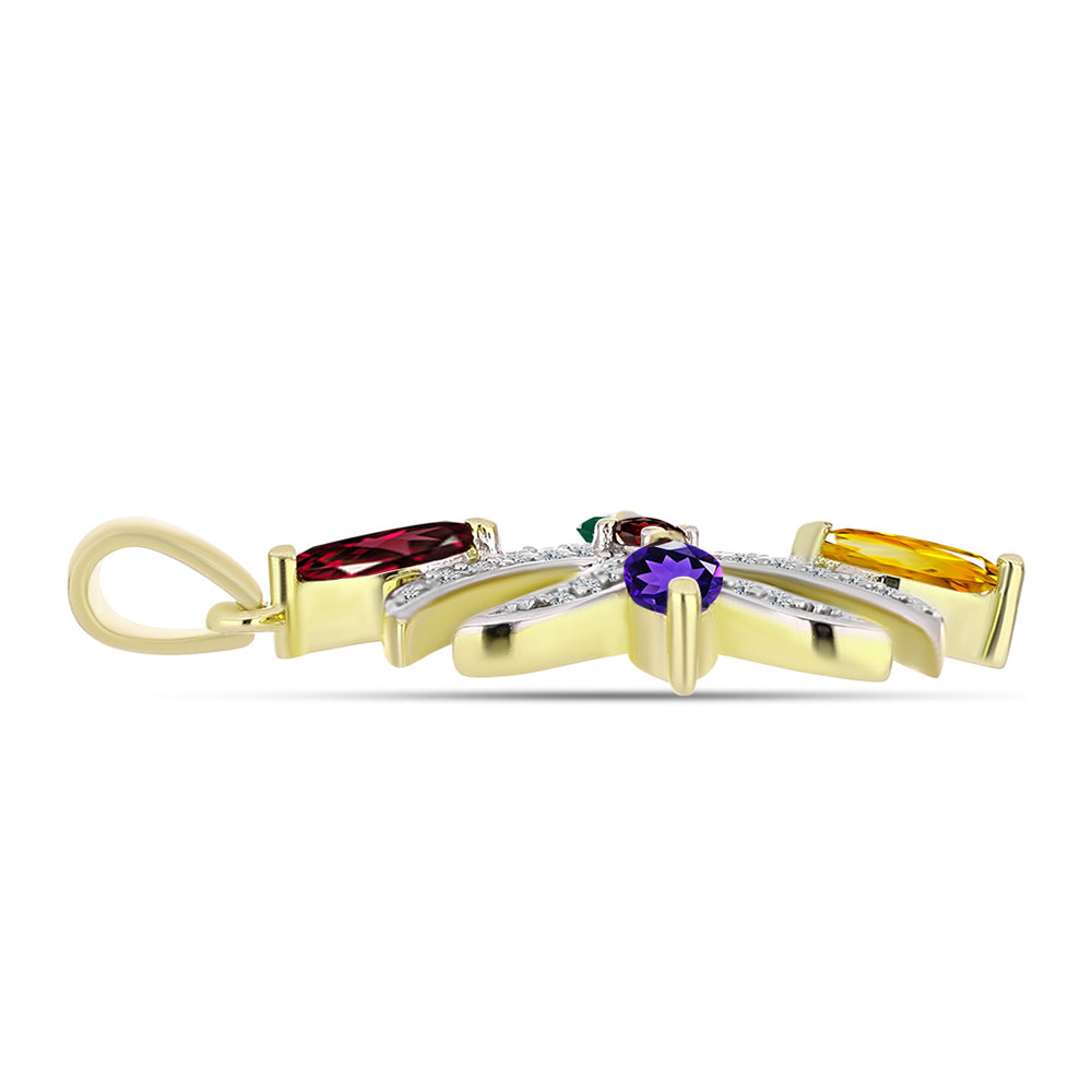 Goldplattierter Silberanhänger mit marokkanischem Amethyst und Zitrin aus dem Ural 2 