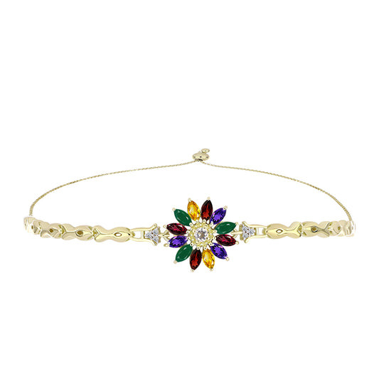 Goldplattiertes Silberarmband mit marokkanischem Amethyst und Zitrin aus dem Ural