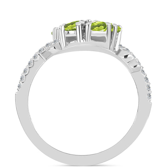 Silberring mit Peridot aus Changbai und weißem Topas