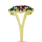 Goldplattierter Silberring mit marokkanischem Amethyst und grünem Achat